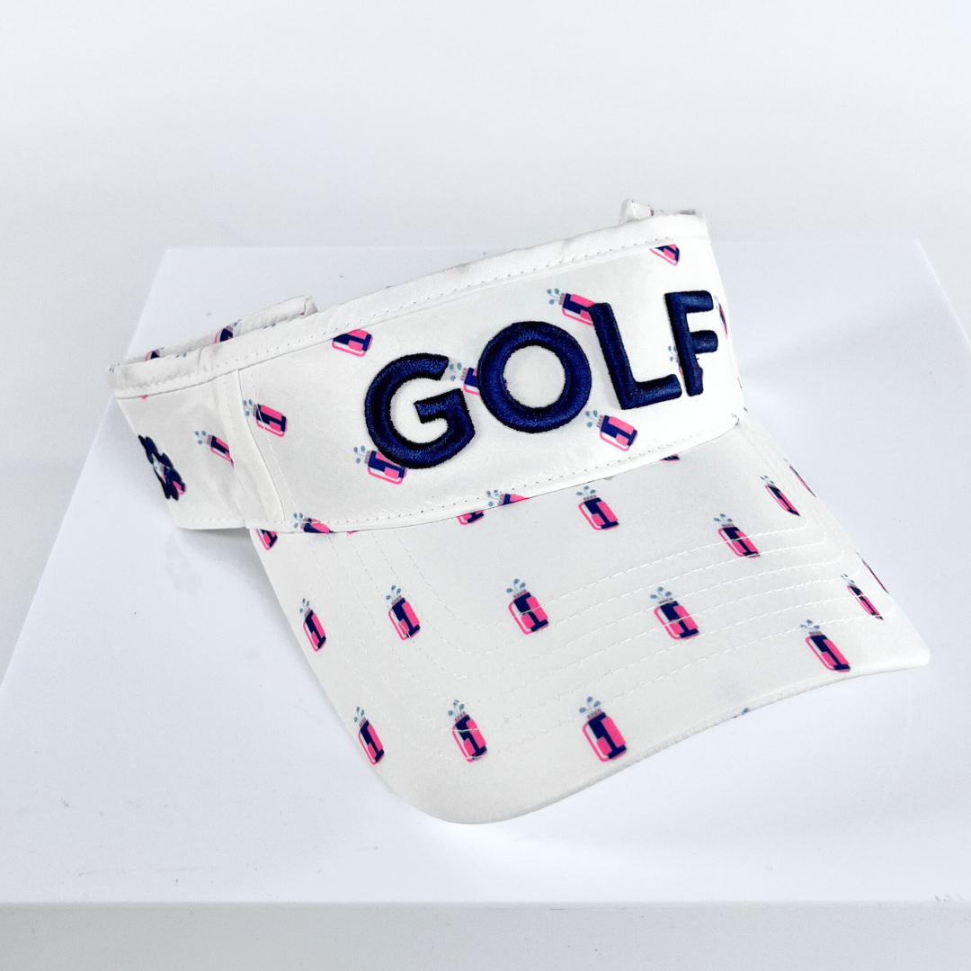 GOLF Navy Puff, Pink & Navy Golf Bags Print, UPF 50+ - VIMHUE